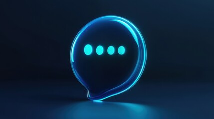 Poster - Floating blue chat bubble with glowing outline symbolizes digital communication and messaging in modern technology