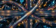© VideoFlow - Complex highway interchange with colorful light trails, futuristic design style, night urban background, concept of modern transport infrastructure. Ai generative
