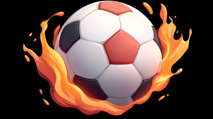 Poster - Fiery Soccer Ball Illustration on Dark Background
