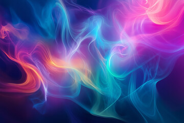 Poster - Abstract Colorful Smoke Flowing Background with Neon Light Effects