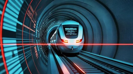 Poster - Futuristic Train Moving Through Modern Tunnel