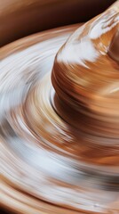 Poster - Swirling layers of brown and white paint create an abstract design