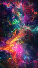 Poster - Surreal Digital Realm with Vibrant Energy Pulsing in Abstract Colors