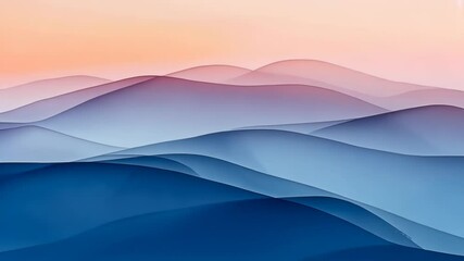 Poster - Whispers of the dawn illuminate tranquil waves of blue and pink rolling across the horizon in a serene landscape