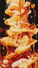 Poster - Abstract Composition of Swirling Dripping Sauces in Vivid Colors