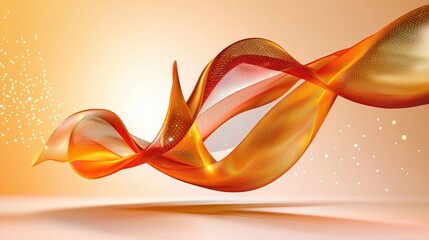Aufkleber - Abstract technology-inspired orange gradient with soft flowing waves, dotted connections, and sleek design.