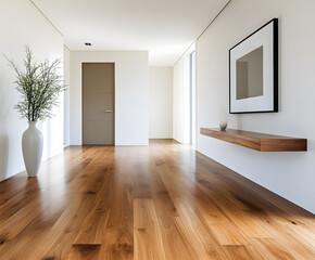 Poster - Modern interior with wooden floors and minimalistic decor