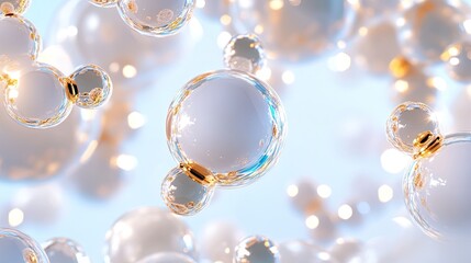 Poster - Soothing Bubbles in Soft Light with Bright Background