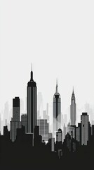 Poster - Minimalist City View with Iconic Buildings and Skyline Elements