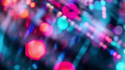 Poster - Brightly colored lights blur and blend to form dynamic abstract patterns, showcasing the energy and vibrancy of an urban night atmosphere.