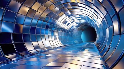 Poster - Bold blue futuristic background featuring sharp geometric overlays, glossy square accents, and subtle lighting.