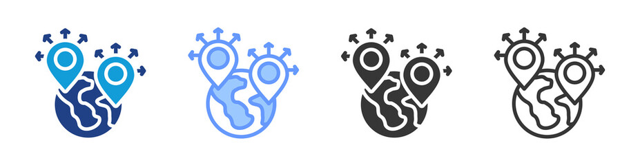 Poster - Regional Distribution icon set multiple style collection