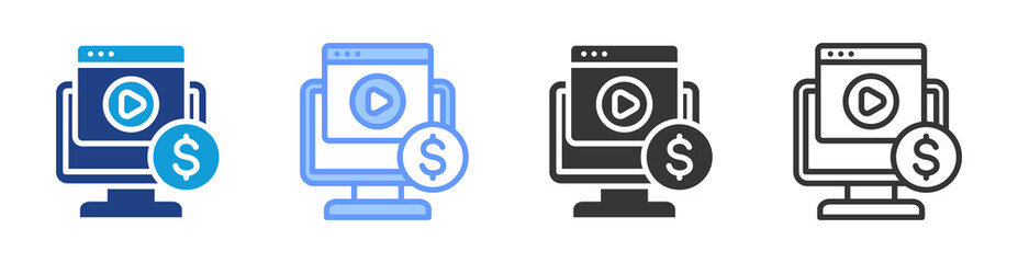 Poster - Content Monetization icon set multiple style collection