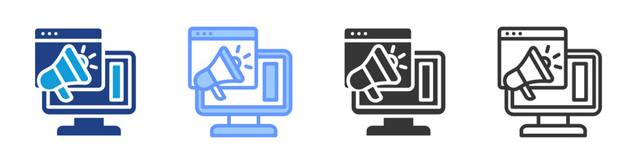 Poster - Online Advertising icon set multiple style collection