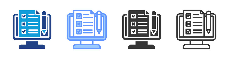 Poster - Online Surveys icon set multiple style collection