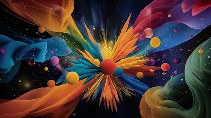 Poster - Colorful energy blast with bold abstract strokes and a pop art-inspired explosion of vibrant hues.