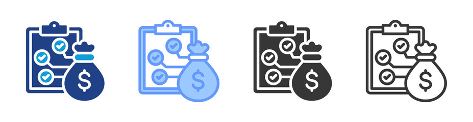 Poster - Project Budgeting icon set multiple style collection