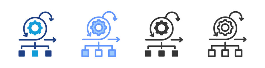 Fototapete - Scrum Methodology icon set multiple style collection