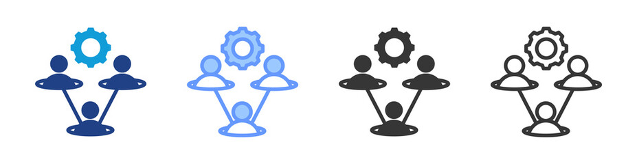 Poster - Team Roles icon set multiple style collection