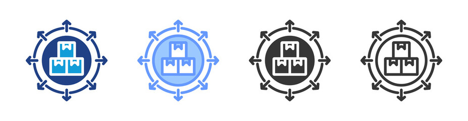 Poster - Distribution icon set multiple style collection