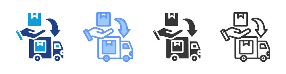 Poster - Shipping And Receiving icon set multiple style collection