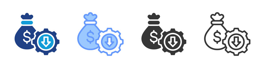 Poster - Cost Reduction Strategy icon set multiple style collection