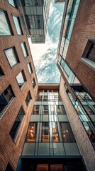 Poster - Urban View of a Modern Building with Sky Reflections
