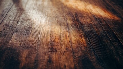 Poster - Sunlight illuminating rustic wooden tabletop surface