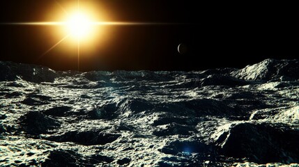 Wall Mural - captivating moon landscape under bright sunshine.