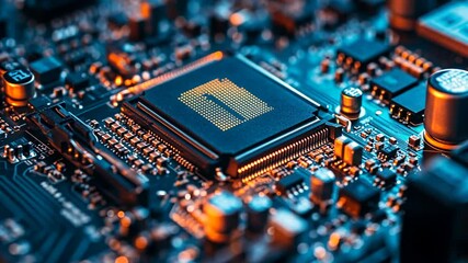 Poster - Close-up of a Microchip on a Circuit Board
