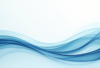 Poster - Serene Blue Wave: Transparent and Minimalist Wallpaper Design Featuring a Blue Wave on a Light Background, Isolated on Pure White with Margins for Calm Decor.

