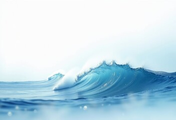 Poster - Oriental Wave Minimalism: A Transparent Wallpaper Featuring a Simple Blue Wave on a Light Background, Isolated on Pure White with Margins for a Serene Aesthetic.

