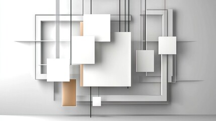 Aufkleber - Elegant 3D white paper background with geometric square patterns and minimalistic abstract styling.