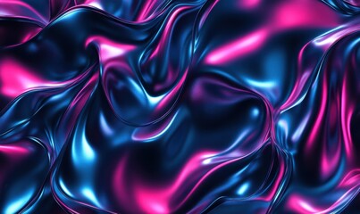 Aufkleber - Iridescent blue and pink silk fabric flowing, abstract background for design