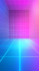 Wall Mural - Futuristic arcade background with gradient neon blue, purple and pink colors.