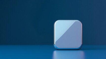 Poster - Modern glass app icon hovering on reflective blue background