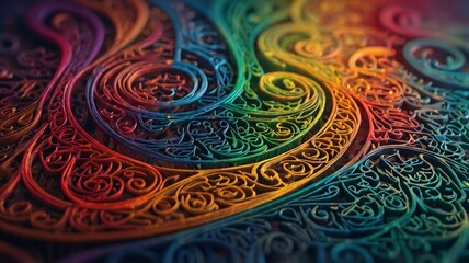 Aufkleber - A vibrant, intricate design showcasing swirling patterns in a captivating array of colors.
