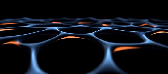 Poster - A rendered image depicts a grid of curved interconnected shapes