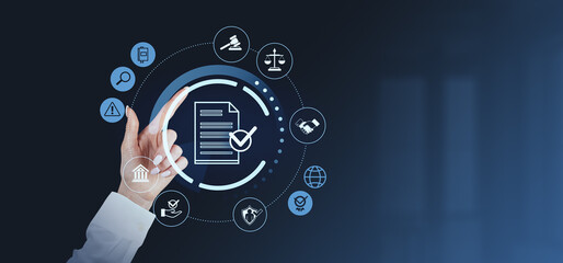 Poster - Digital compliance and legal document verification concept.