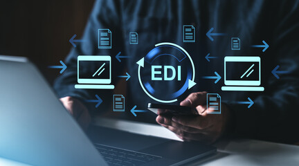 Aufkleber - Electronic Data Interchange EDI digital concept on virtual screen.