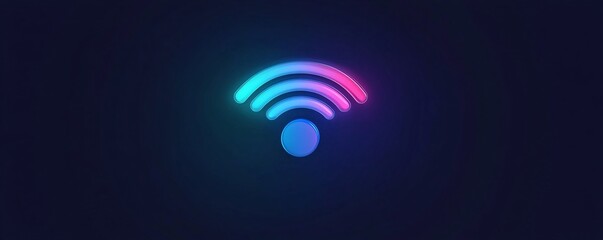 Aufkleber - Glowing wi-fi symbol representing wireless internet connectivity on dark background