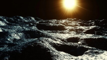 Wall Mural - Captivating moon landscape under bright sunshine.