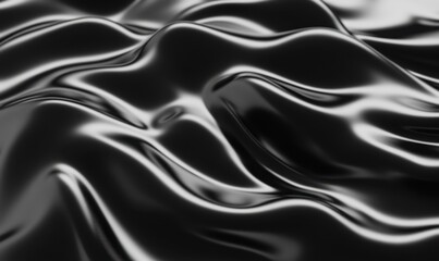 Aufkleber - Wavy black silk fabric background for luxury or abstract design