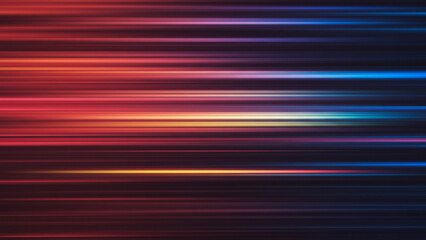Leinwandbilder - An abstract representation of swift movement during nighttime, illustrating a concept of advanced technology with colorful light effects