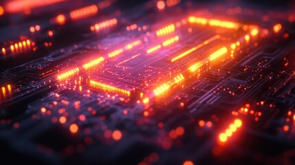 Poster - Glowing Circuit Board: Abstract Digital Technology
