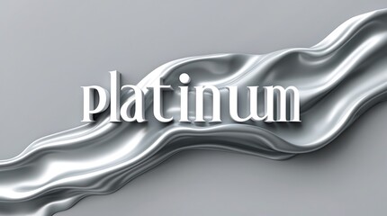 Poster - Textured typography of the word platinum on a sleek metallic backdrop