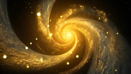 Wall Mural - Swirling golden galaxy filled with shining stars and luminous particles in a cosmic dance