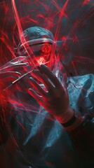 Poster - The image depicts a surgeon operating with futuristic technology in surgery