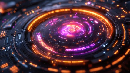 Poster - Futuristic Interface: Neon Lights and Technology