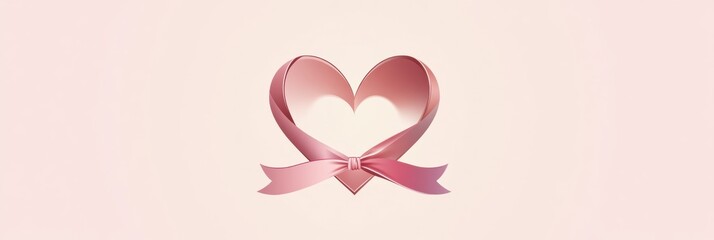 Fototapete - Elegant heart logo design featuring a ribbon with soft pink and red gradients in a modern romantic style for celebrations and special occasions